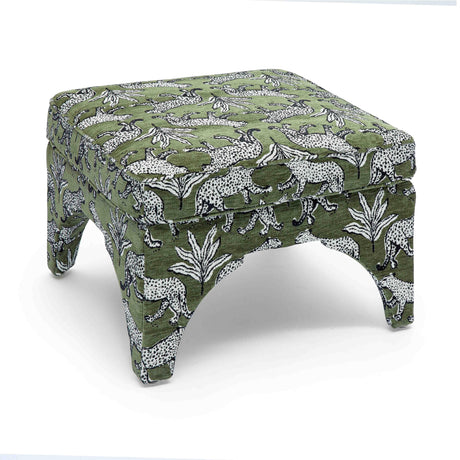 Raji Leopard Jacquard Ottoman by TOV Furniture at Eve Furniture