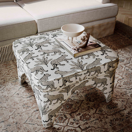 Raji Leopard Jacquard Ottoman by TOV Furniture at Eve Furniture