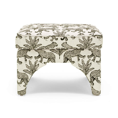 Raji Leopard Jacquard Ottoman by TOV Furniture at Eve Furniture