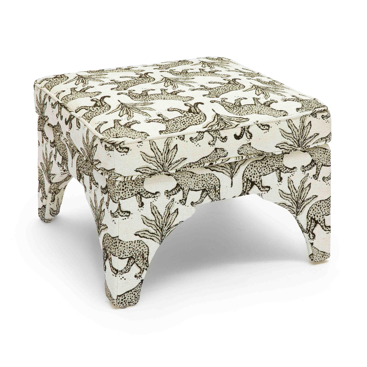 Raji Leopard Jacquard Ottoman by TOV Furniture at Eve Furniture