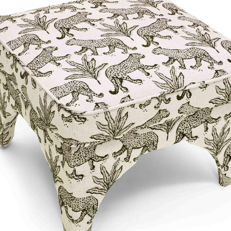 Raji Leopard Jacquard Ottoman by TOV Furniture at Eve Furniture