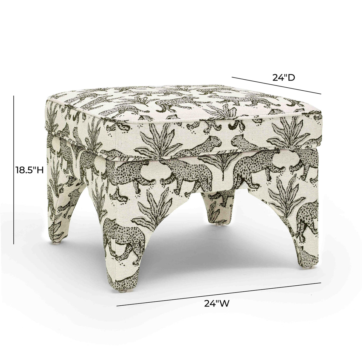 Raji Leopard Jacquard Ottoman by TOV Furniture at Eve Furniture