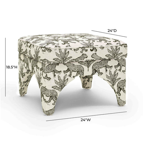 Raji Leopard Jacquard Ottoman by TOV Furniture at Eve Furniture