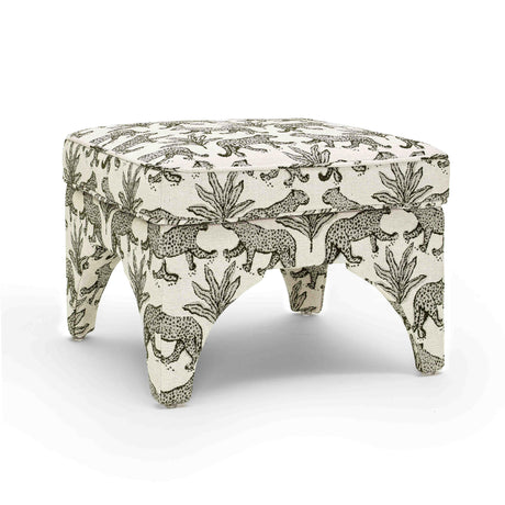 Raji Leopard Jacquard Ottoman by TOV Furniture at Eve Furniture