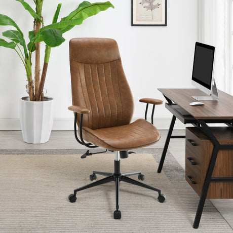 Ranger Brown Upholstered Adjustable Home Office Desk Chair by Coaster at Eve Furniture