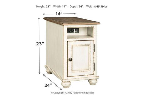 Realyn White/Brown Chairside End Table by Ashley at Eve Furniture