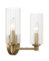 Regal Double Light Vanity With Clear Ribbed Glass - Satin Brass by Ashcroft Imports at Eve Furniture