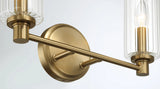 Regal Double Light Vanity With Clear Ribbed Glass - Satin Brass by Ashcroft Furniture at Eve Furniture