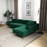 Mano L-Shaped Velvet Sectional Sofa In Green Right Facing by Ashcroft Imports at Eve Furniture