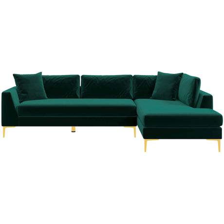 Mano L-Shaped Velvet Sectional Sofa In Green Right Facing by Ashcroft Imports at Eve Furniture