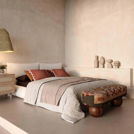 Rizi Textured Wool Upholstered Bench by TOV Furniture at Eve Furniture