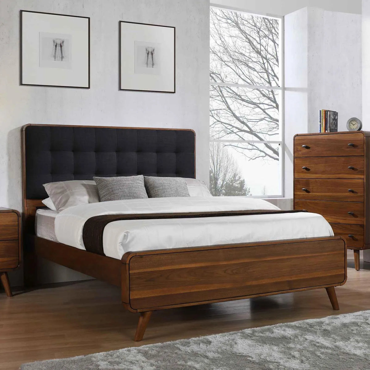 Robyn Dark Walnut Queen Bed with Upholstered Headboard by Coaster at Eve Furniture