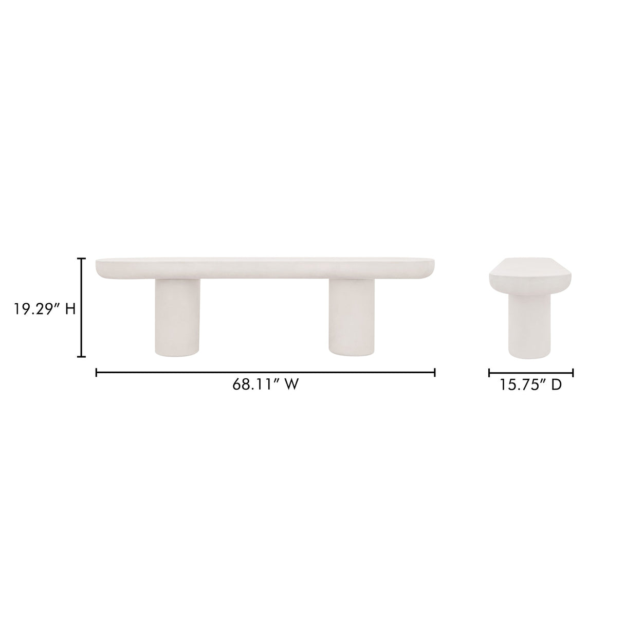Rocca Cream Bench by Moe's Home at Eve Furniture