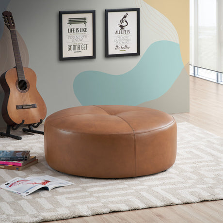 Rochelin Tan Leather Ottoman by Ashcroft Imports at Eve Furniture
