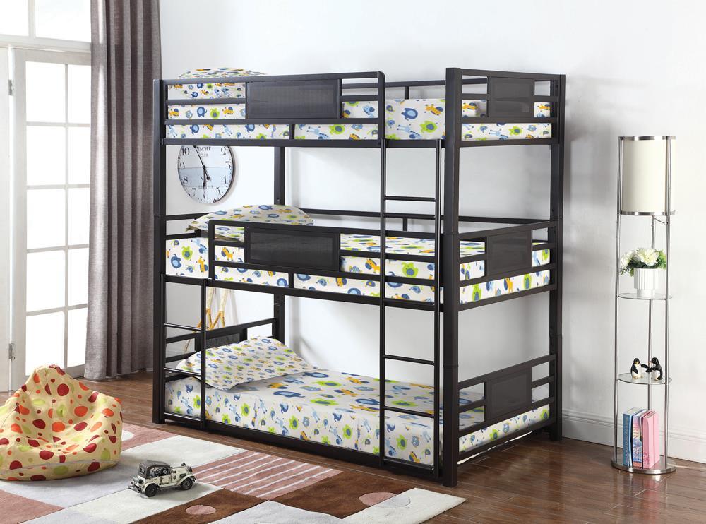 Rogen Dark Bronze Twin Triple Bunk Bed by Coaster at Eve Furniture