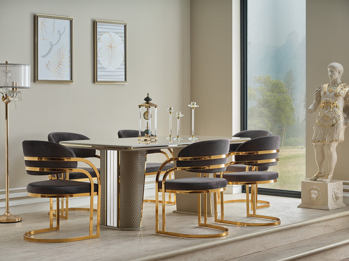 Romans Diningroom (Consol With Mirror & Dining Table & 6 Dining Chair)