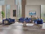 Romans 4-pieces (2 Sofa & 2 Chair) Livingroom Set Navy Blue - Clearance