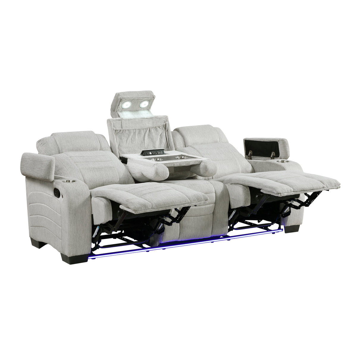 Ronan Light Gray Double Reclining Sofa by Homelegance at Eve Furniture