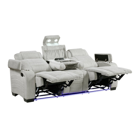 Ronan Light Gray Double Reclining Sofa by Homelegance at Eve Furniture