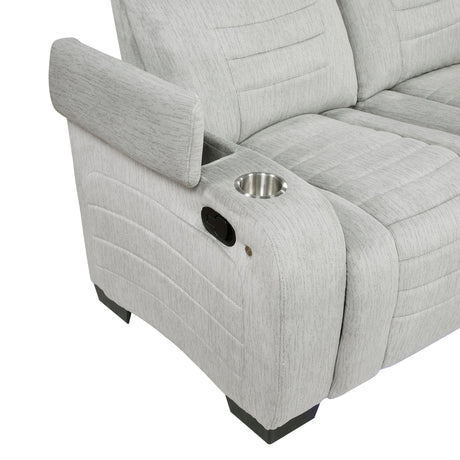 Ronan Light Gray Double Reclining Sofa by Homelegance at Eve Furniture