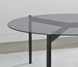 Rosalie Round Smoked Glass Top Coffee Table Sandy Black by Coaster at Eve Furniture