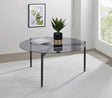Rosalie Round Smoked Glass Top Coffee Table Sandy Black by Coaster at Eve Furniture