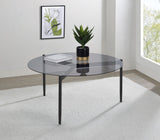 Rosalie Round Smoked Glass Top Coffee Table Sandy Black by Coaster at Eve Furniture