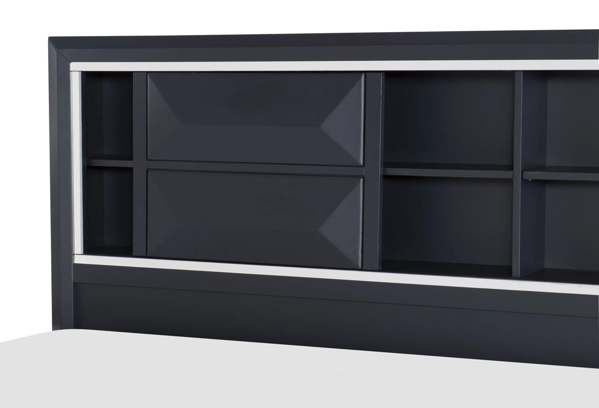 Rosemont Midnight Blue Queen Storage Platform Bed by Homelegance at Eve Furniture