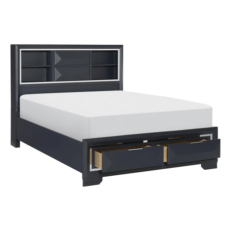 Rosemont Midnight Blue Queen Storage Platform Bed by Homelegance at Eve Furniture