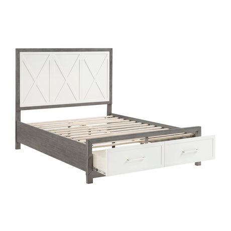 Rowan Two-tone Queen Storage Platform Bed by Homelegance at Eve Furniture