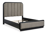 Rowanbeck Gray/Black Upholstered Panel Bedroom Set by Ashley at Eve Furniture