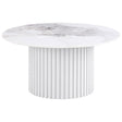 Rowena White Round Faux Marble Top Coffee Table by Coaster at Eve Furniture