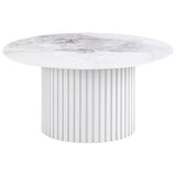 Rowena White Round Faux Marble Top Coffee Table by Coaster at Eve Furniture