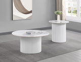 Rowena White Round Faux Marble Top Coffee Table by Coaster at Eve Furniture