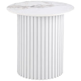 Rowena White Round Faux Marble Top End Table by Coaster at Eve Furniture