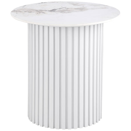 Rowena White Round Faux Marble Top End Table by Coaster at Eve Furniture