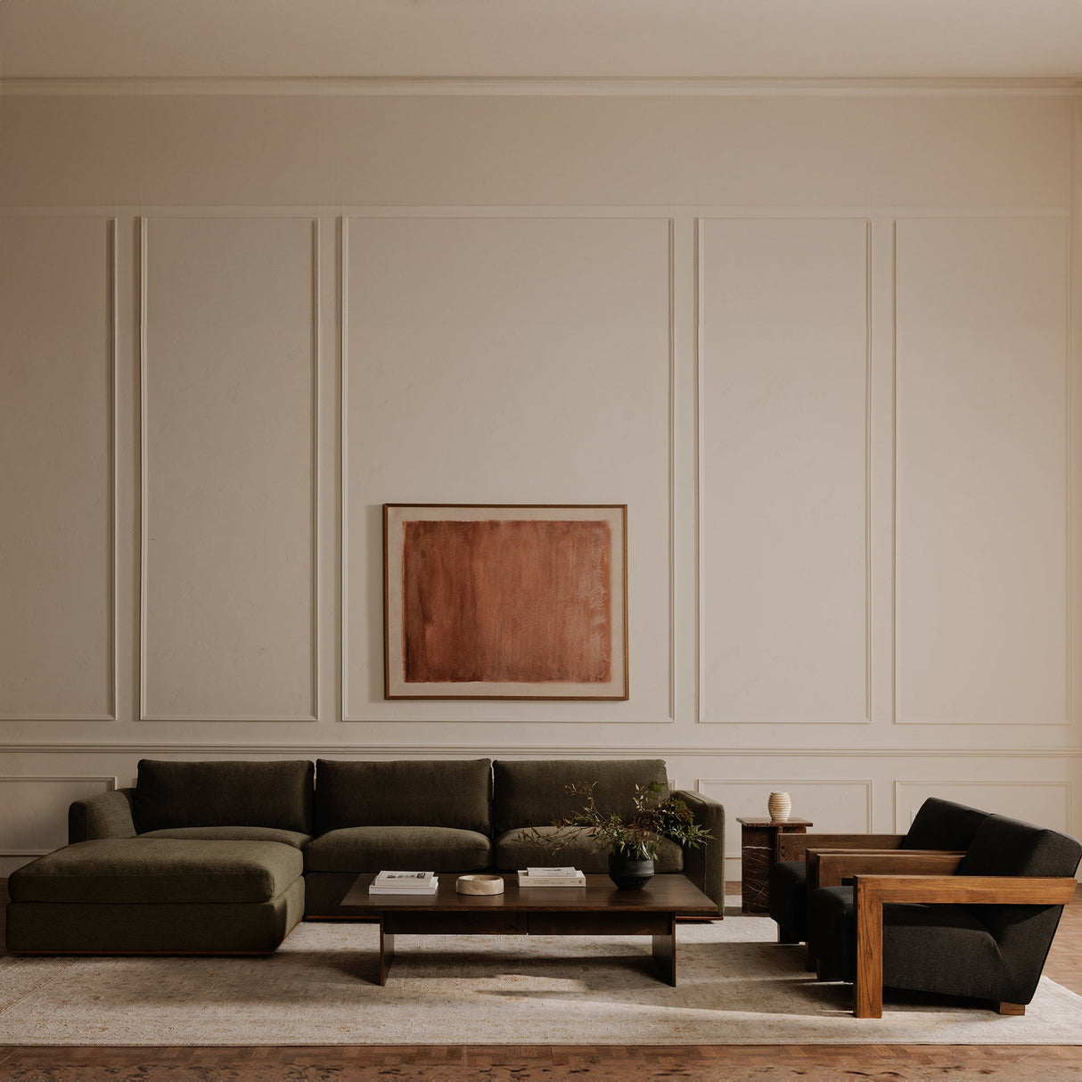 Rue Deep Green Ottoman by Moe's Home at Eve Furniture