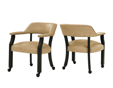 Rylie Captains Chair, Black Finish with Sand Vegan Leather by Steve Silver at Eve Furniture