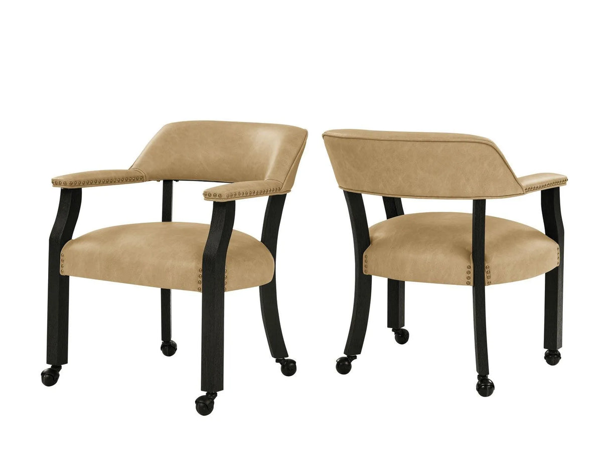 Rylie Captains Chair, Black Finish with Sand Vegan Leather by Steve Silver at Eve Furniture