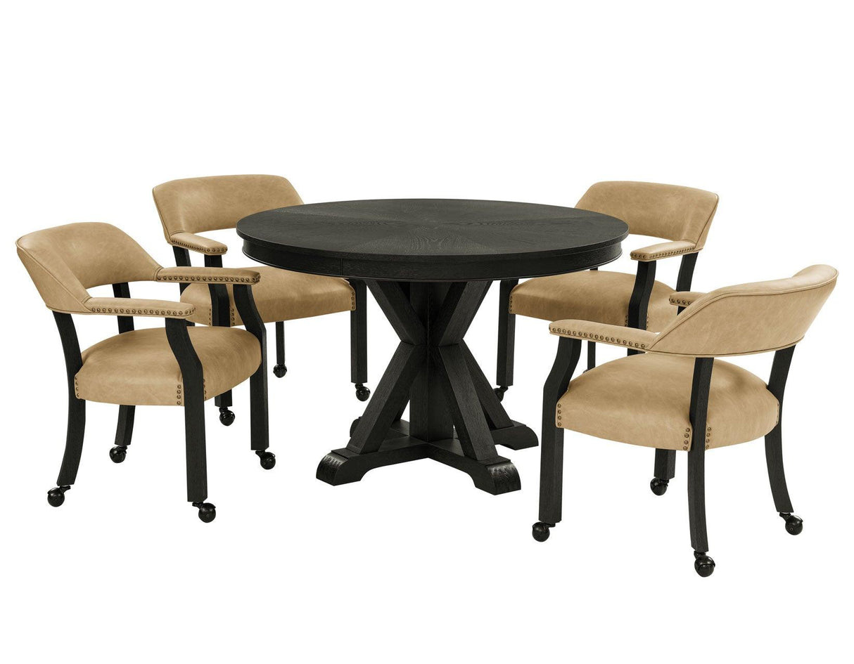 Rylie Captains Chair, Black Finish with Sand Vegan Leather by Steve Silver at Eve Furniture