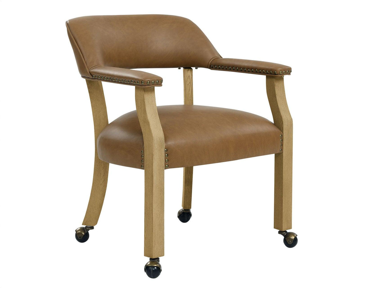 Rylie Captains Chair, Natural Finish with Camel Vegan Leather by Steve Silver at Eve Furniture