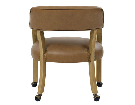 Rylie Captains Chair, Natural Finish with Camel Vegan Leather by Steve Silver at Eve Furniture