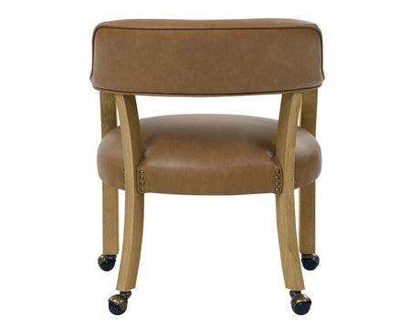 Rylie Captains Chair, Natural Finish with Camel Vegan Leather by Steve Silver at Eve Furniture