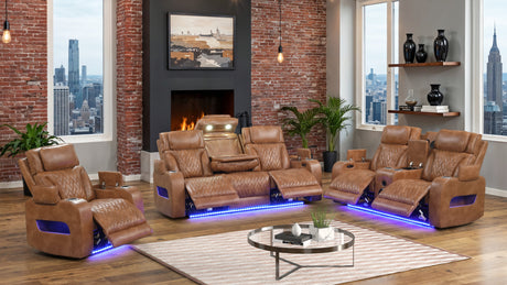 Skyline Brown 3-Piece Power Reclining Living Room Set by New Era Innovations at Eve Furniture