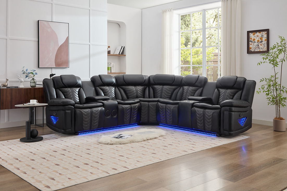 Innova Black Reclining Sectional by New Era Innovations at Eve Furniture