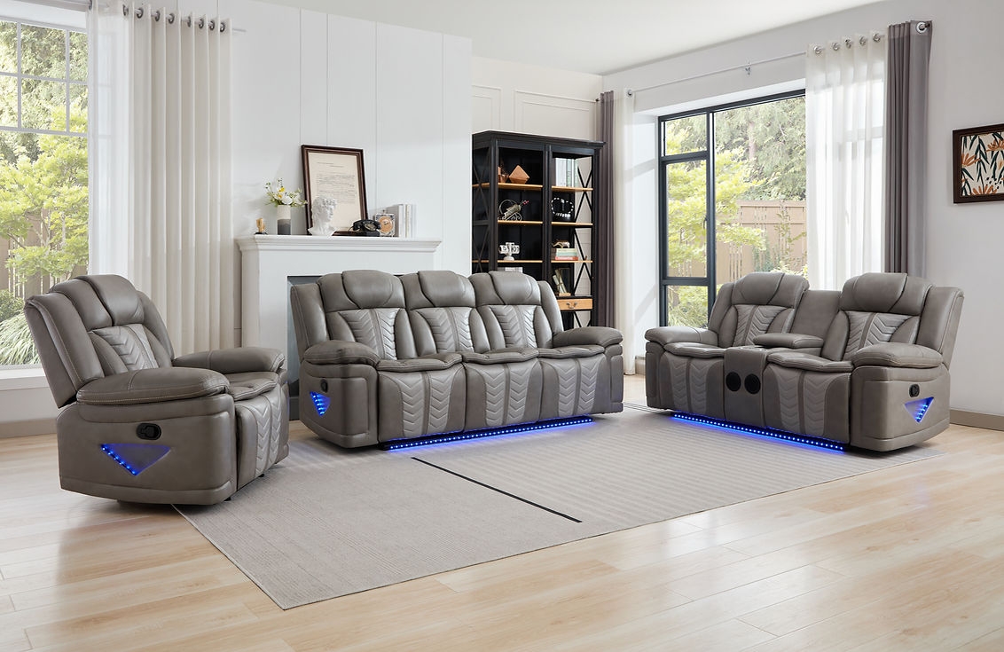Innova Grey 3-Piece Reclining Living Room Set by New Era Innovations at Eve Furniture