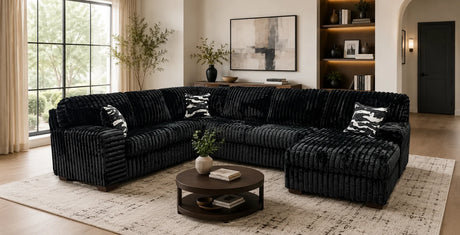 Austin Black 3-Piece Right Arm Facing (RAF) Sectional by New Era Innovations at Eve Furniture