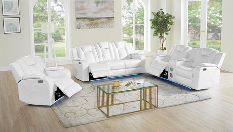 Eclipse White Air Leather 3-Piece Power Reclining Living Room Set by New Era Innovations at Eve Furniture