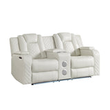 Juego de sala reclinable eléctrico de 3 piezas de cuero sintético blanco Eclipse [Precio especial]