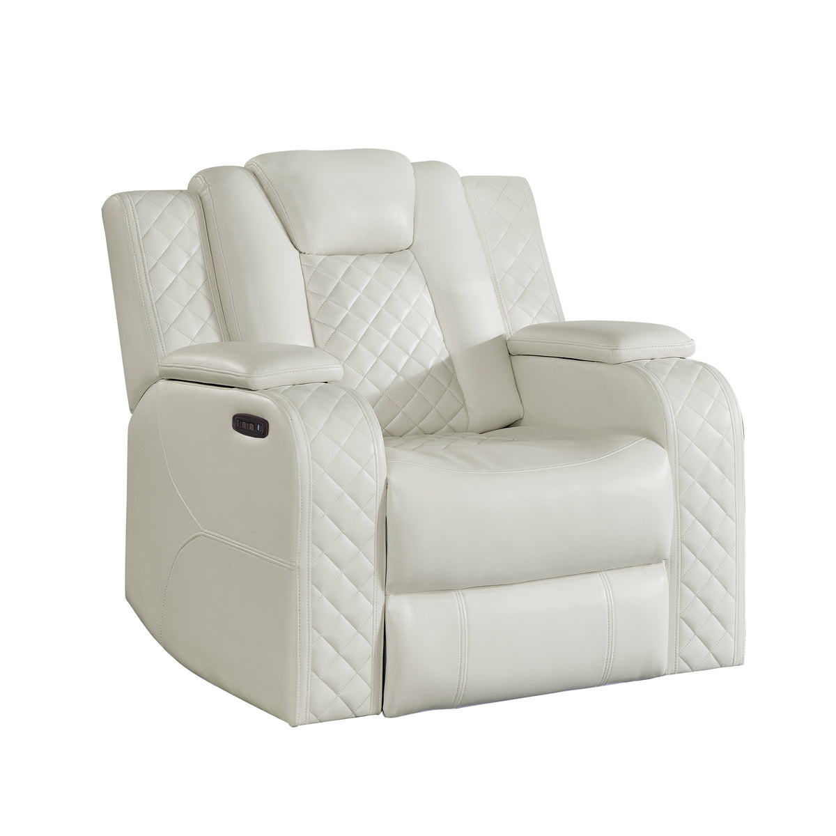 Juego de sala reclinable eléctrico de 3 piezas de cuero sintético blanco Eclipse [Precio especial]